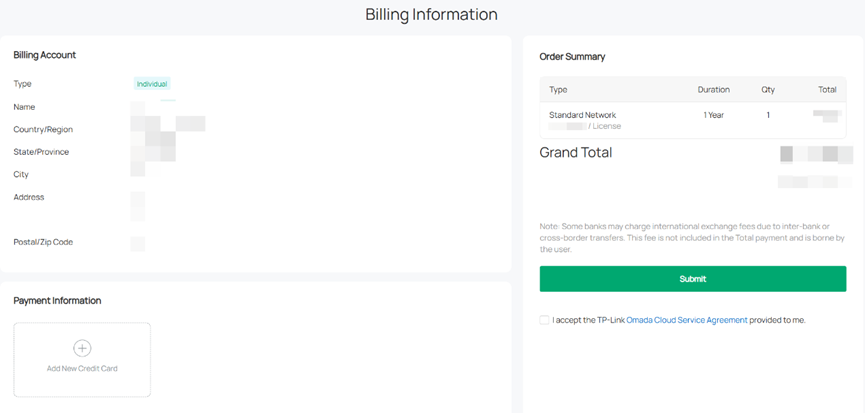 Show billing information.