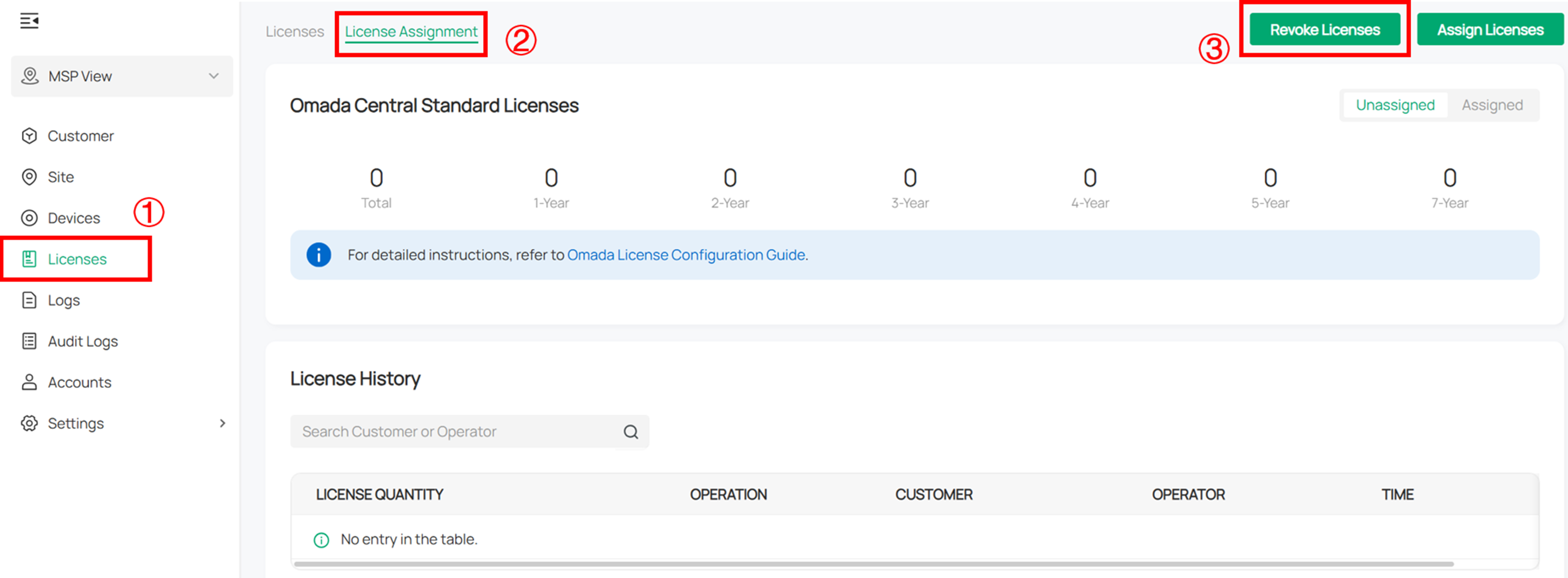 Show path of Revoke Licenses.