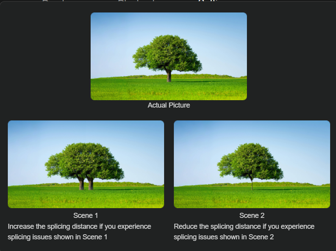 Shows example of splicing issues related to distance.