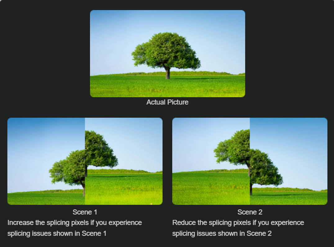 Shows another example of splicing issues related to pixels.