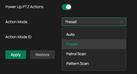 Available Action Modes.
