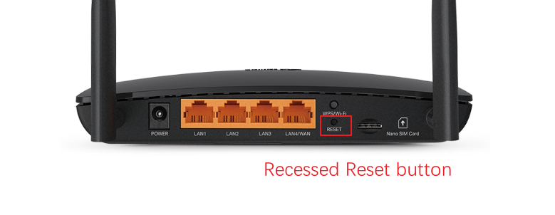 Recessed Reset button.