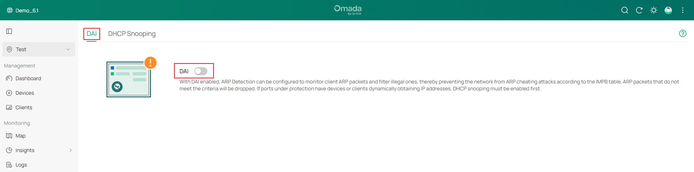 Show the DAI configuration page.