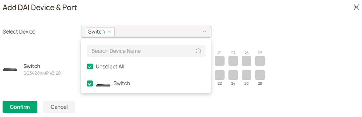 Show the Add DAI Device & Port page.