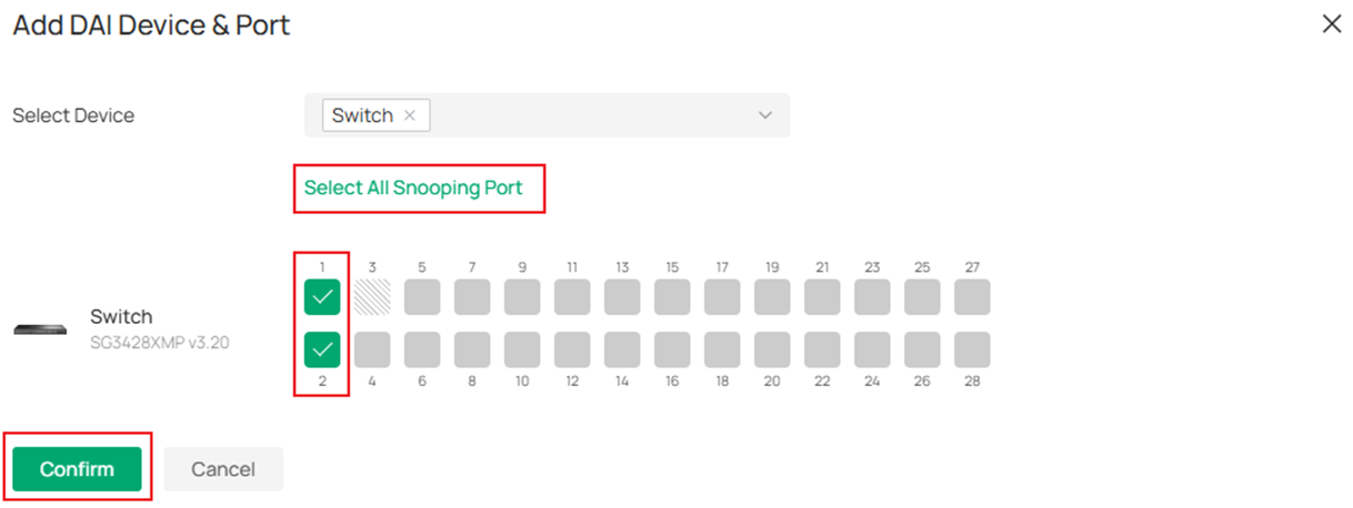Show the Add DAI Device & Port page.