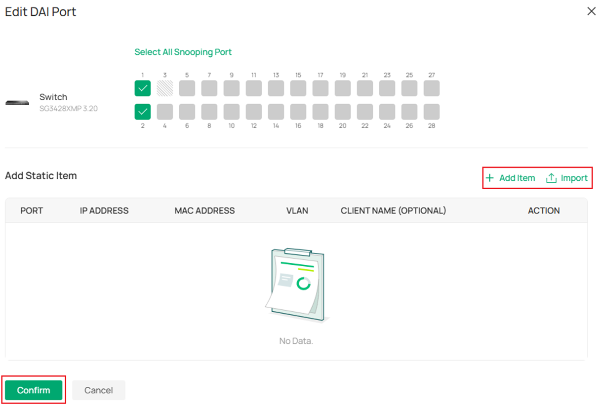 Show the Edit DAI Port page.