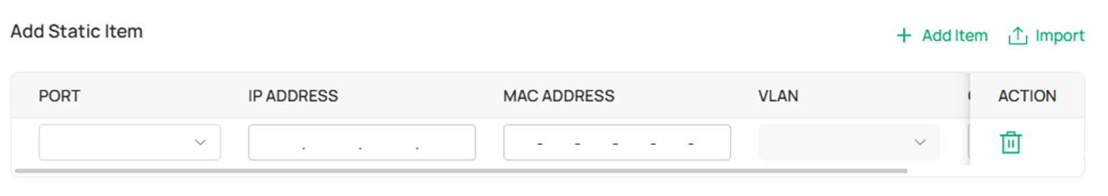 Show the manually add static entry page.