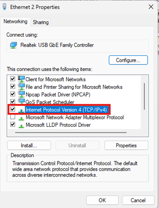 Screenshot of the control panel’s IP address assignment utility.