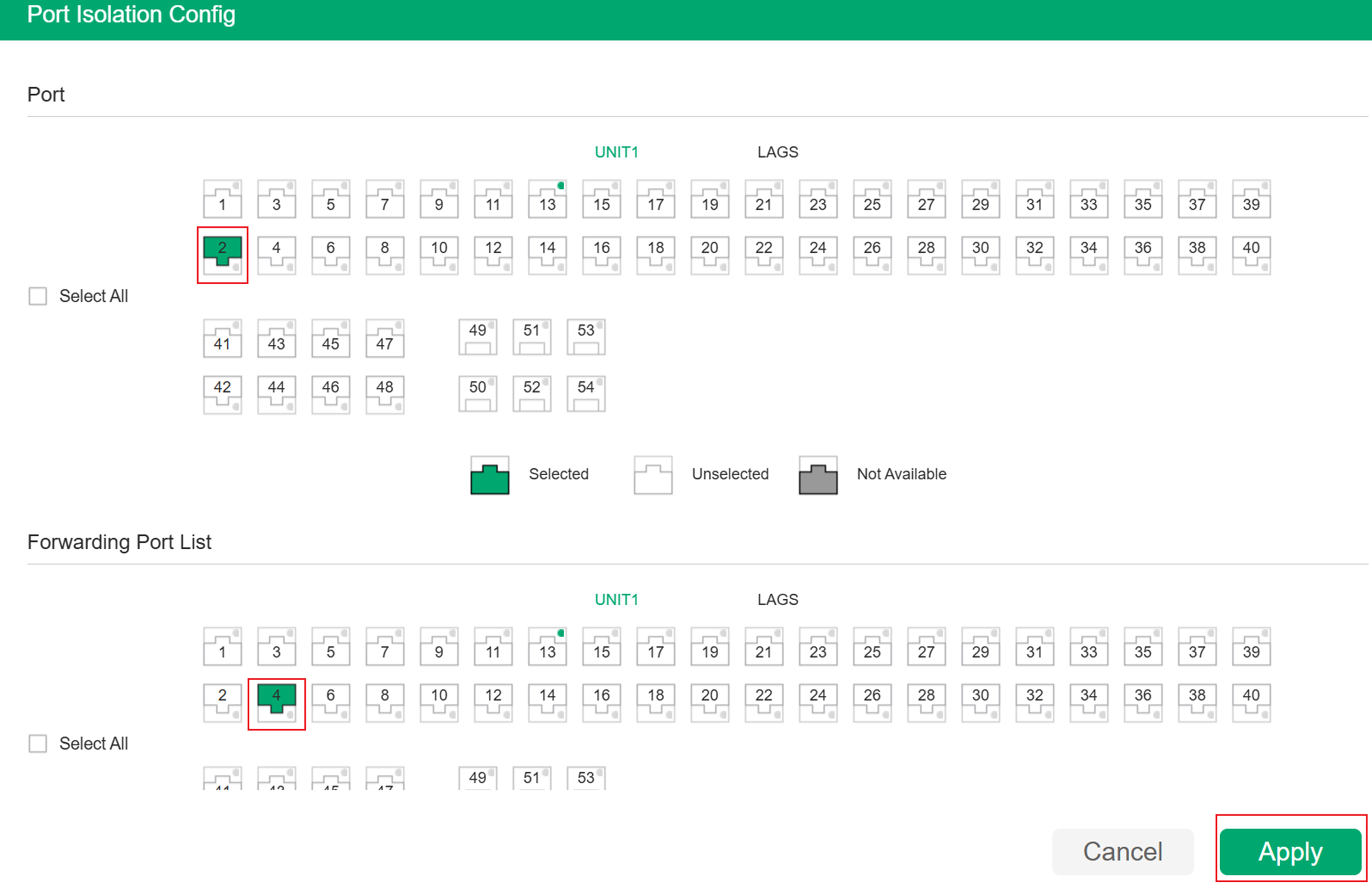 Screenshot of the second configuration step for this scenario in standalone mode.