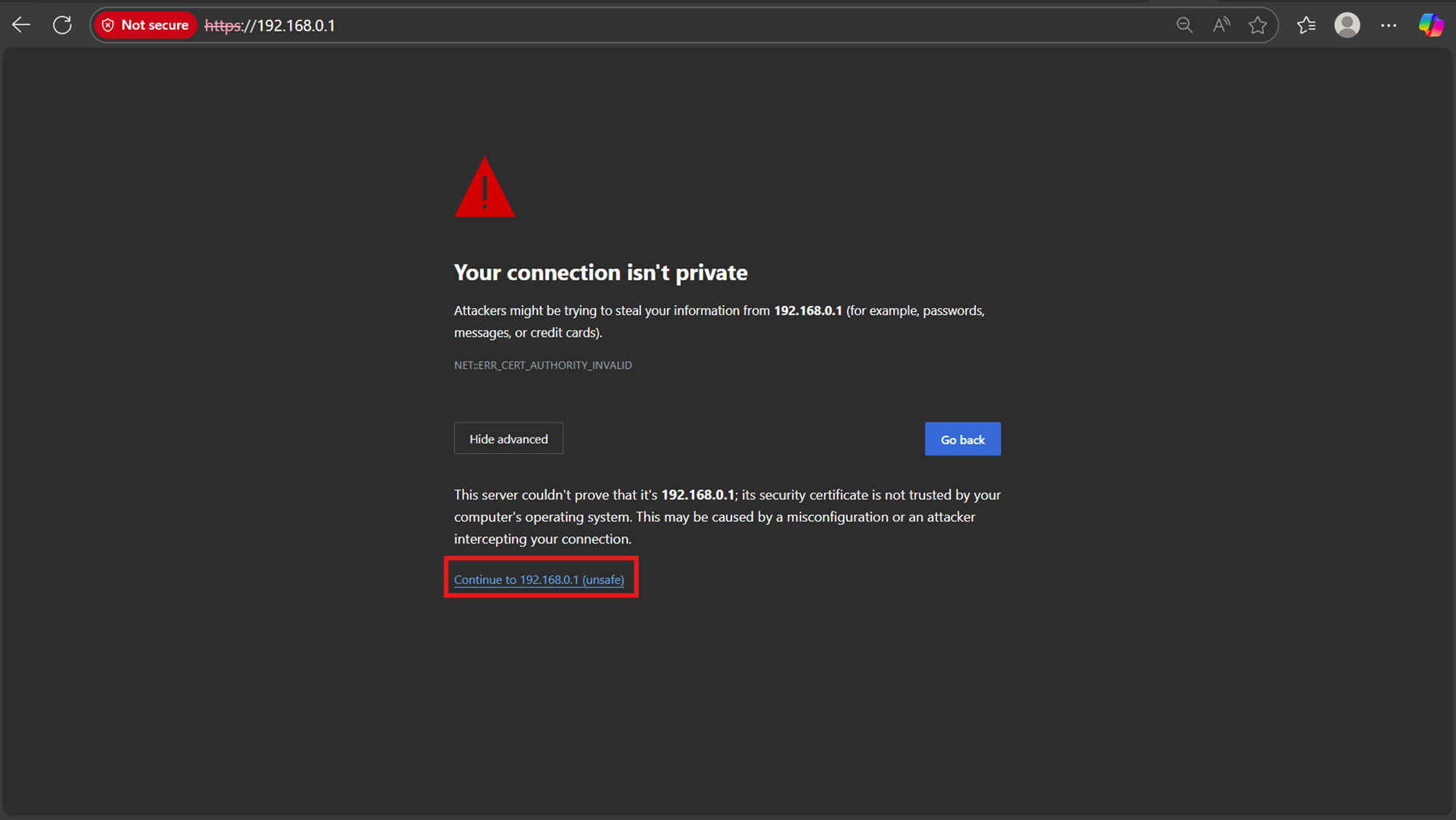 Picture highlights the Continue to option.
