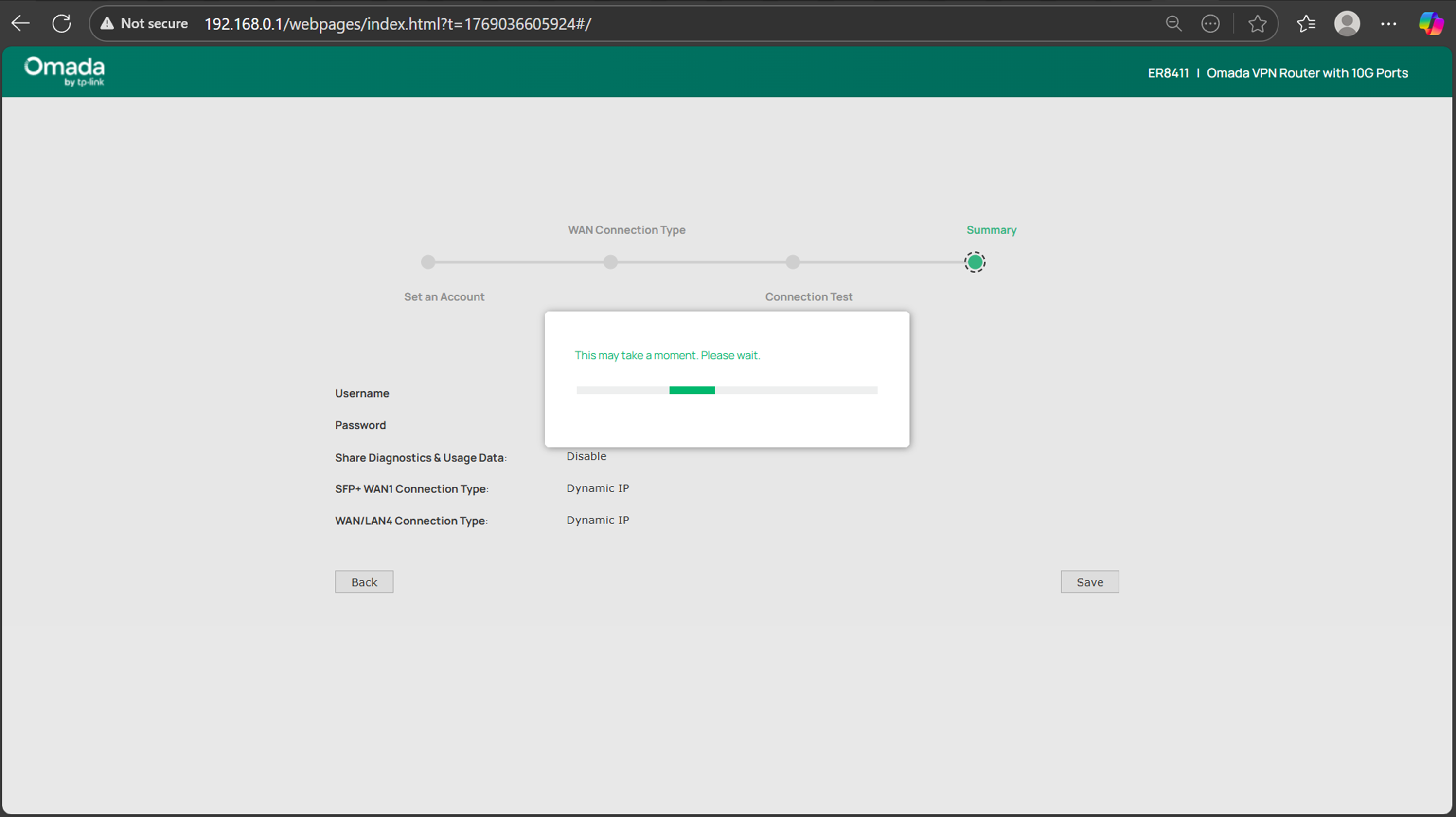 Screenshot shows setup wizard process.