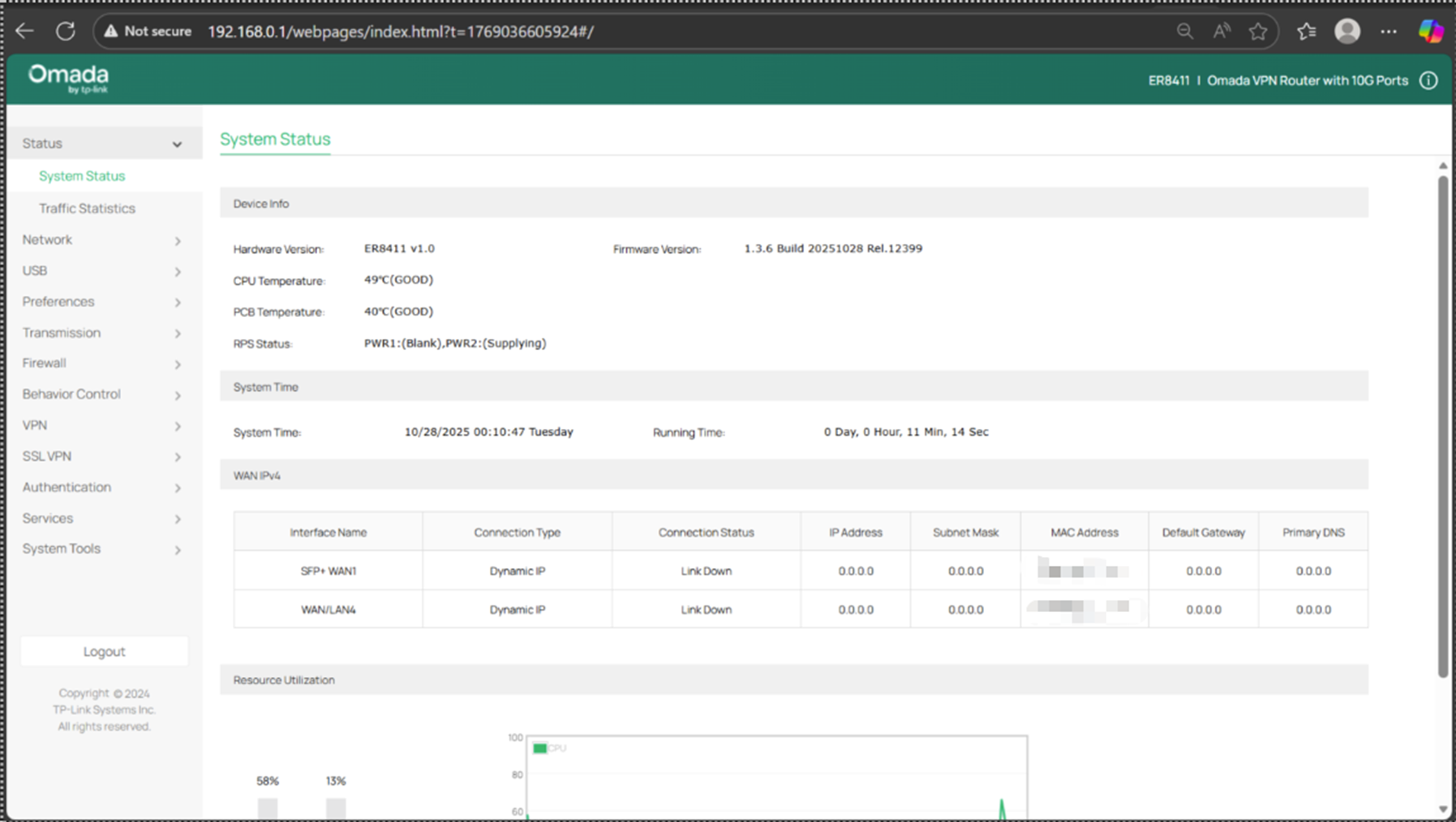 Picture shows the device configuration page.