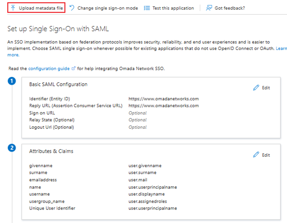 Show the position of “upload metadata file”.