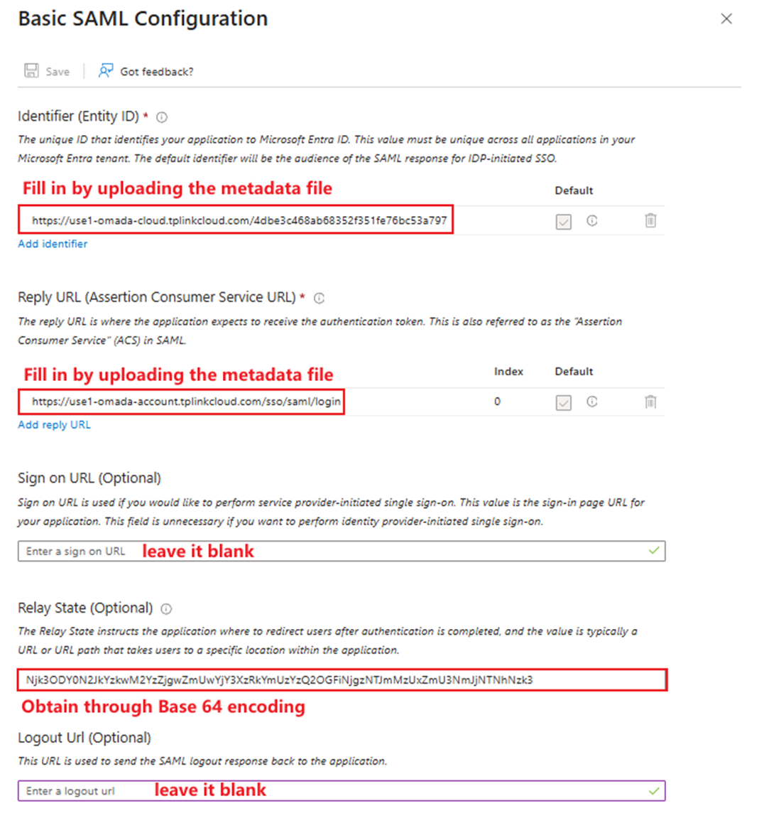 Show an example of basic SAML configuration.