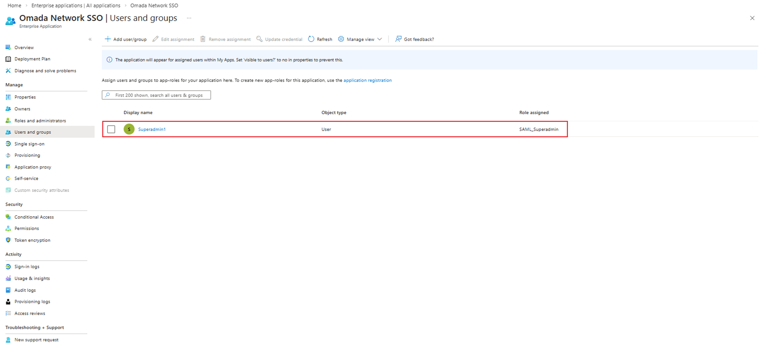 Show the result of role assignment.