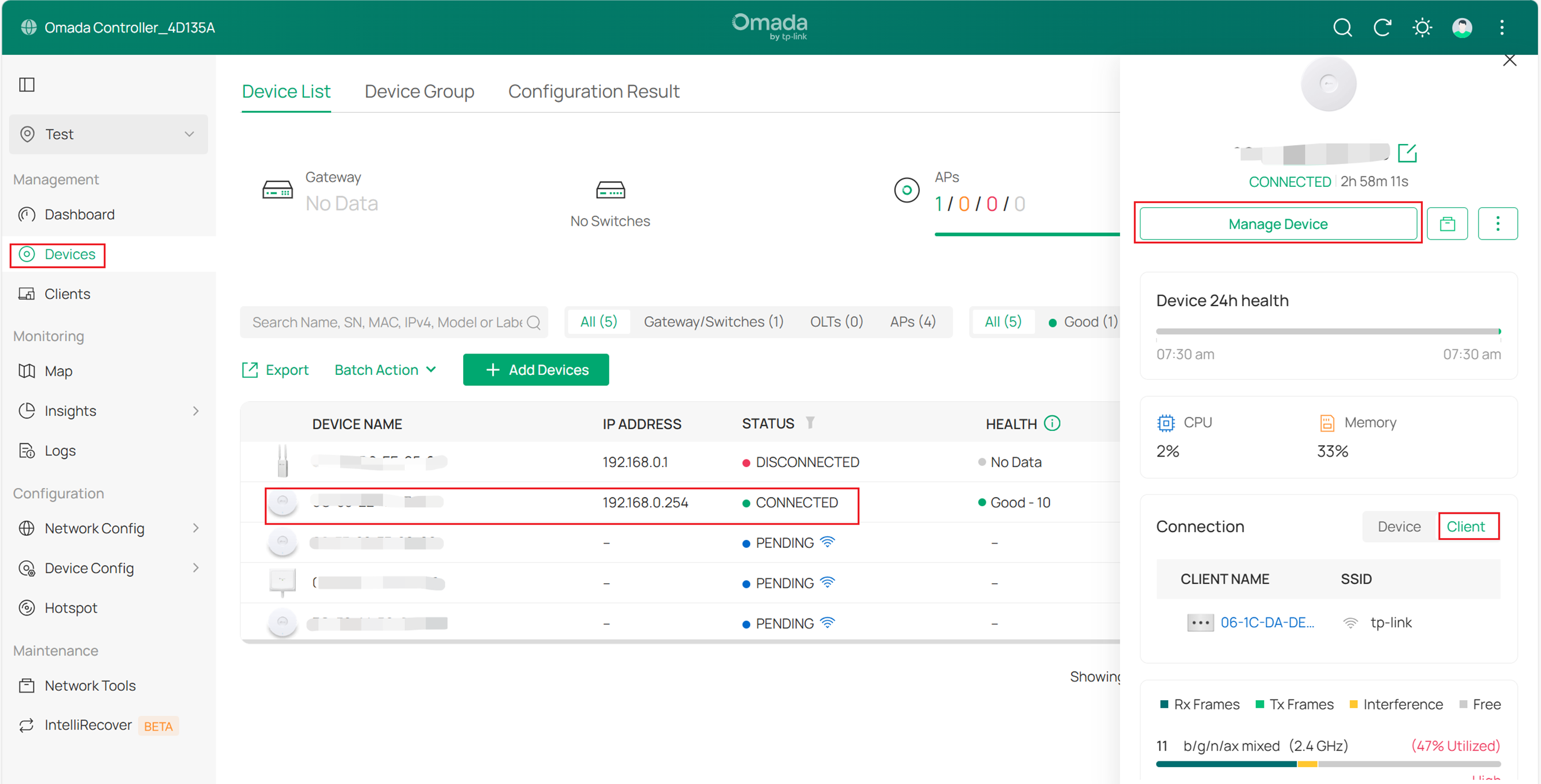 Show how to check client list for a certain EAP.