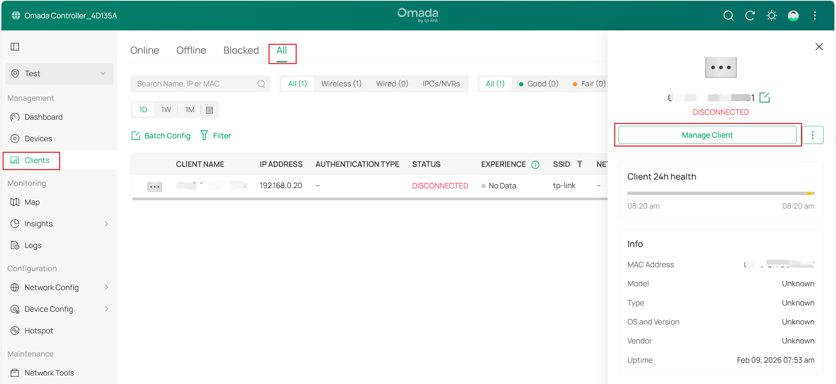 Check statistical information of client.