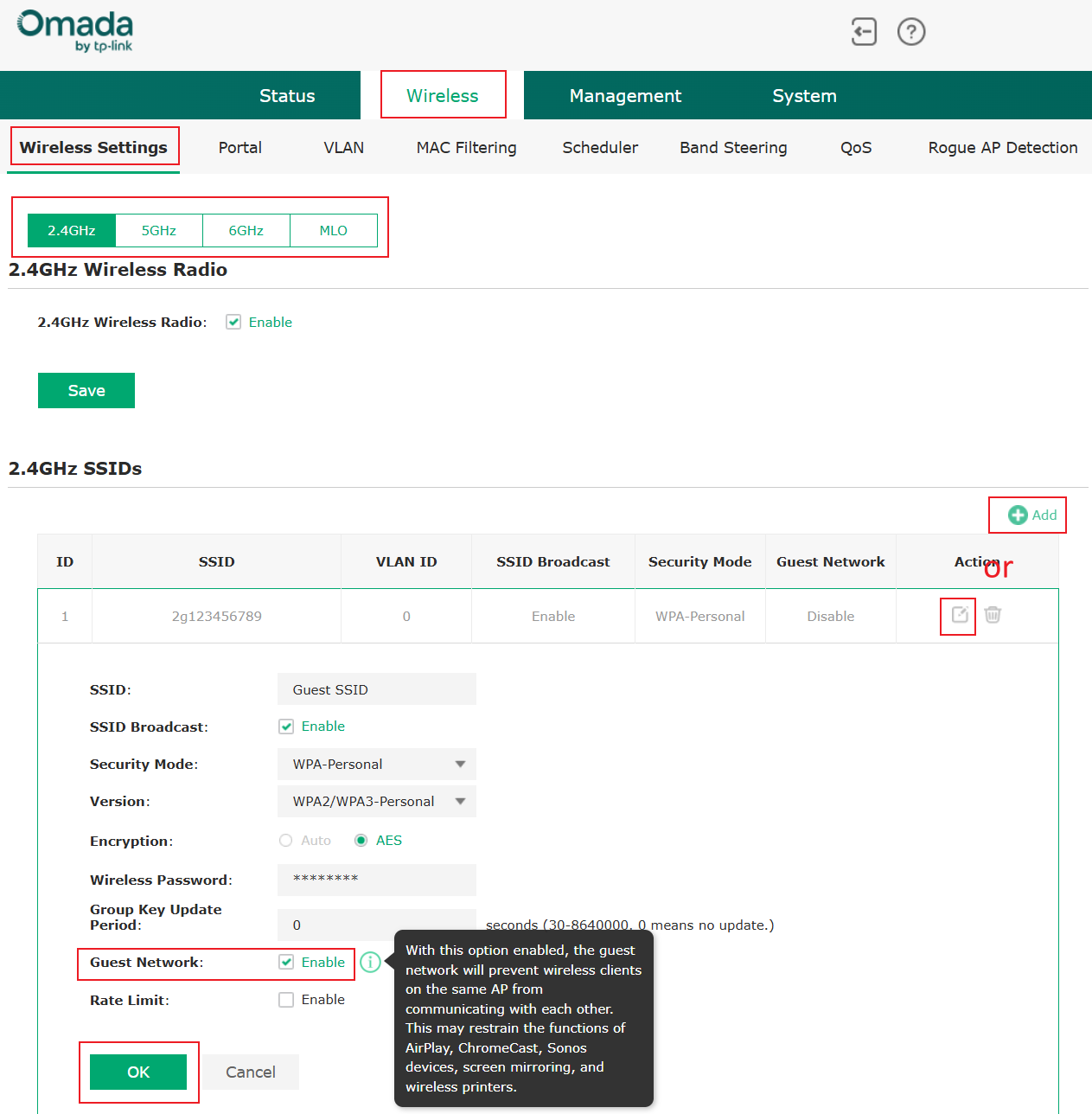 Show path of enable guest network.