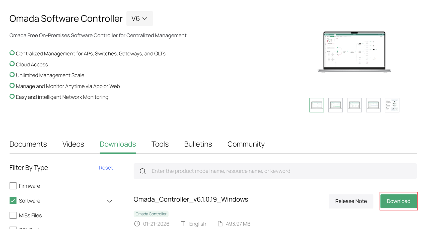 Manually download the latest version of the Omada Software Controller.