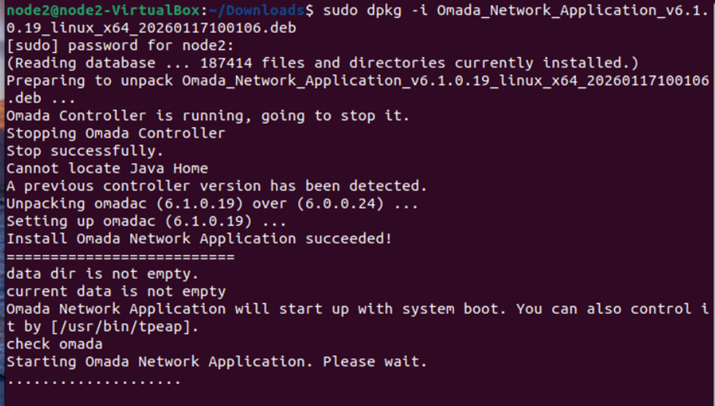 Omada controller automatically start up. 