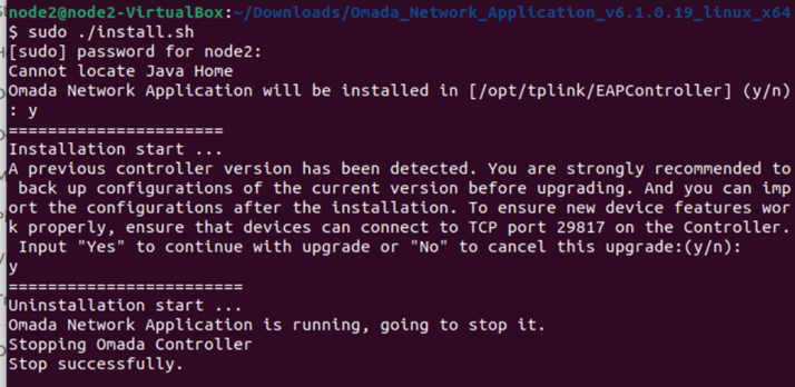 Omada controller automatically stops running during the upgrade.