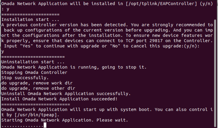 Omada controller automatically start up