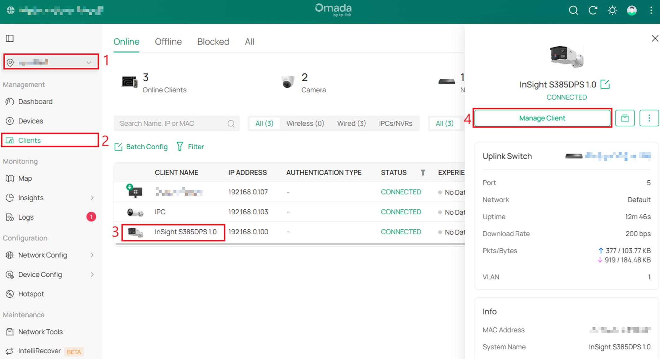 Path to find Manage Client for a Client Device.