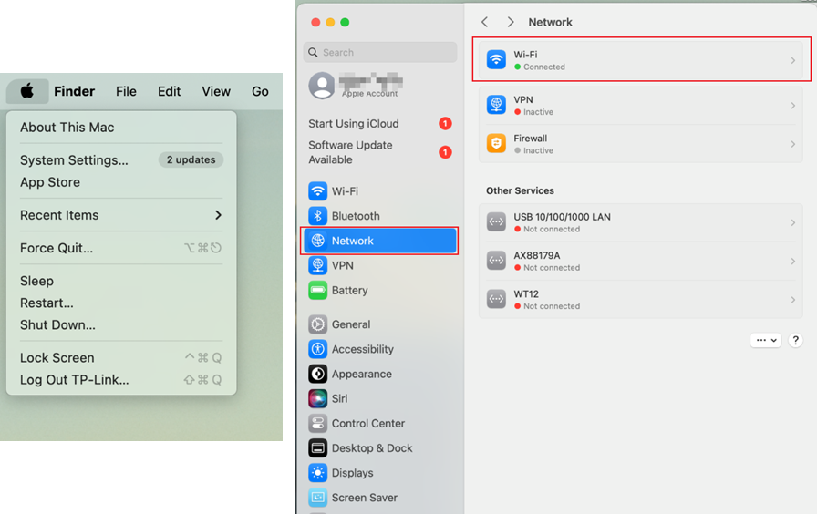 The method to find the Wi-Fi page.