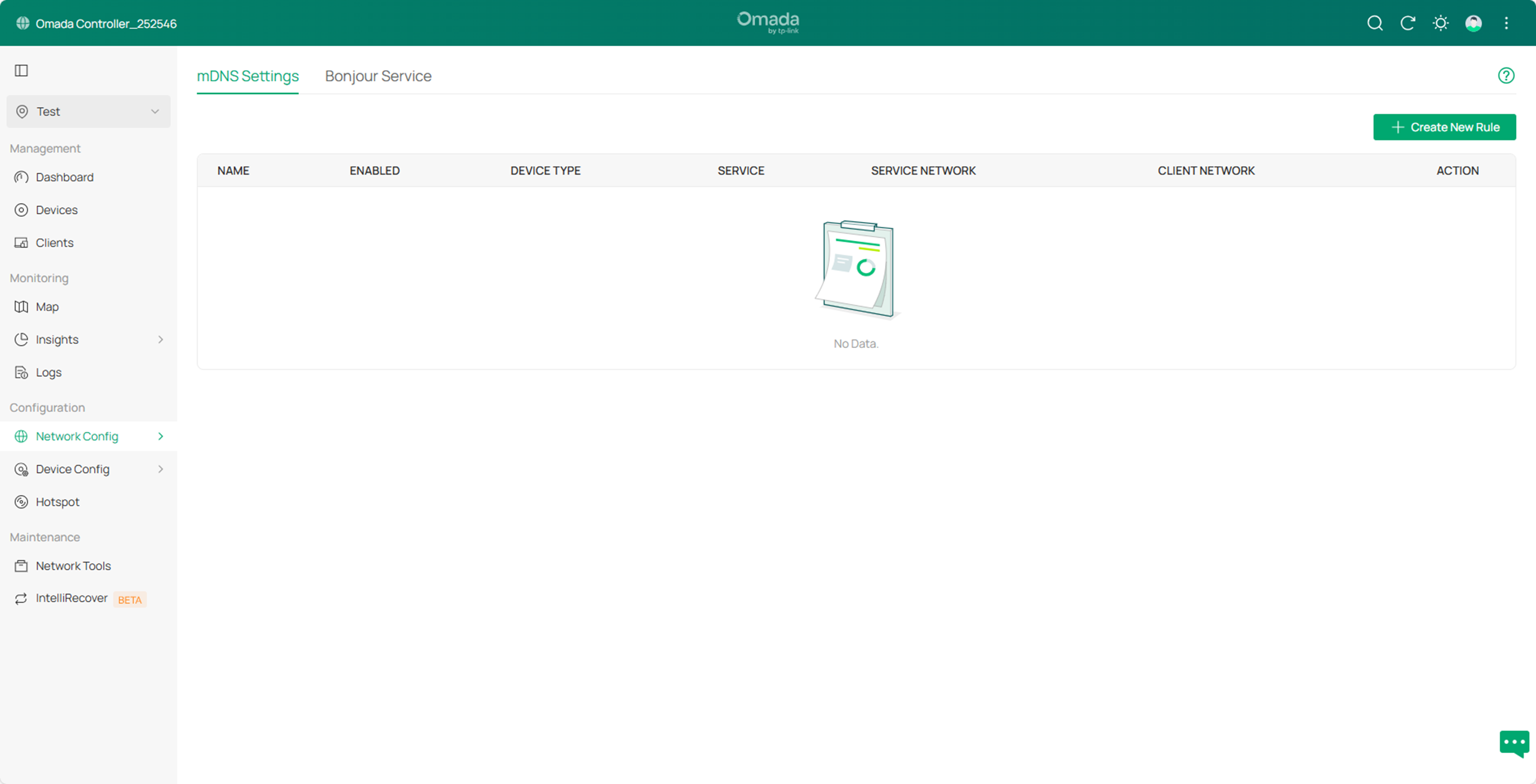 The configuration webpage of mDNS on Controller.