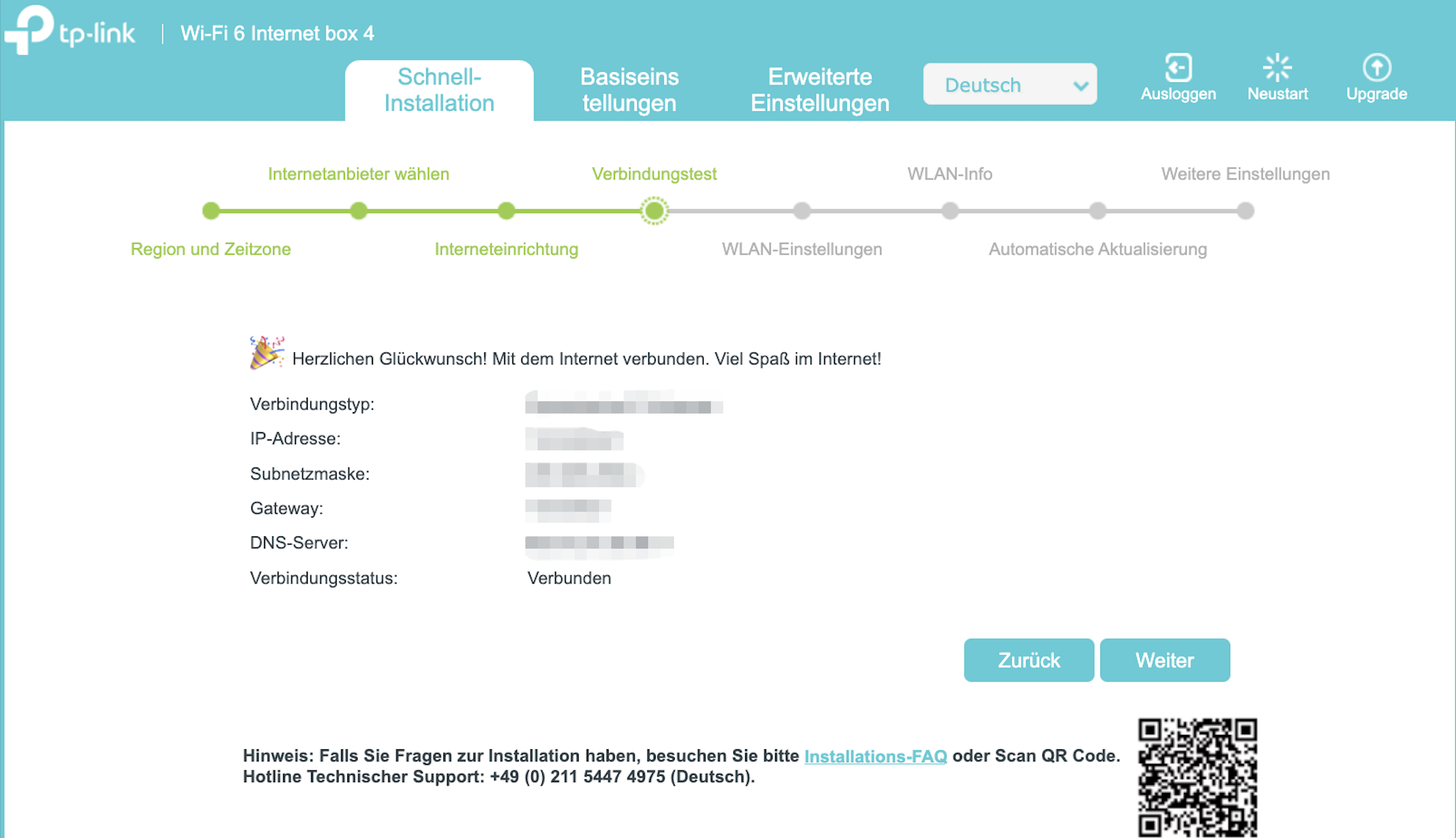 Internet-Test erfolgreich.