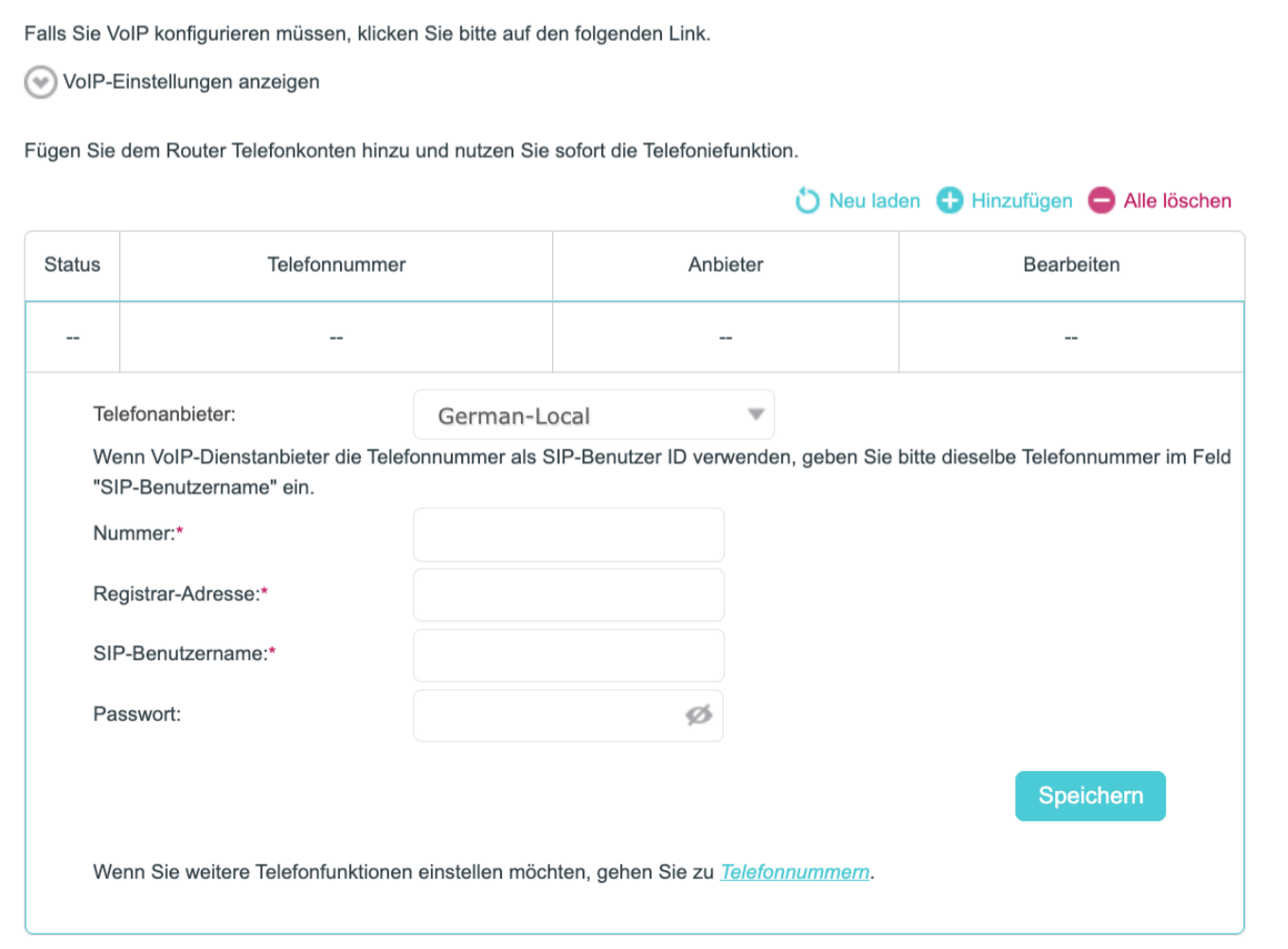 Telefoniekonfiguration