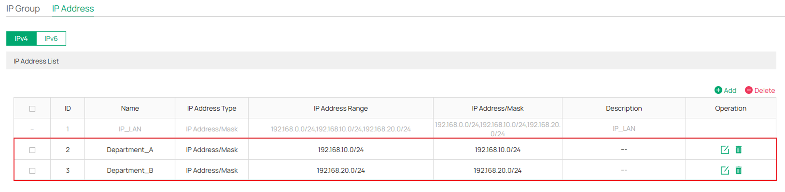 Show the result of the IP ranges’ creation.