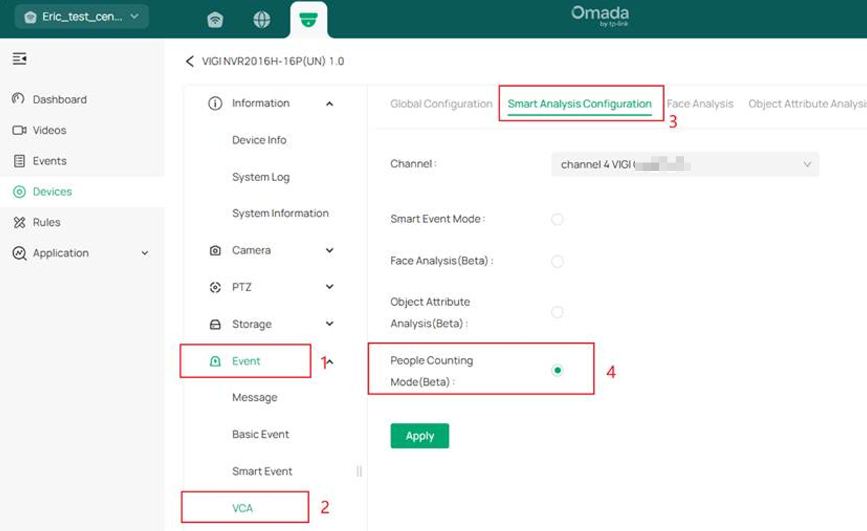 Implement People Counting feature when you have NVR and IPC.