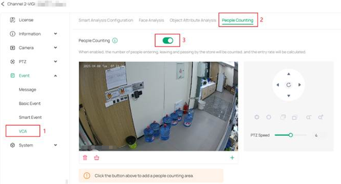 Enable People Counting on Omada Central.