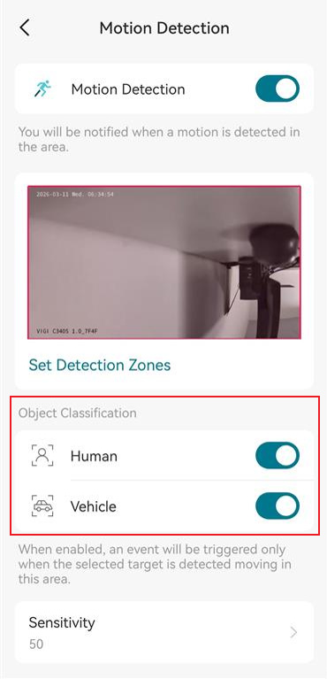 Show the location of the object classification.