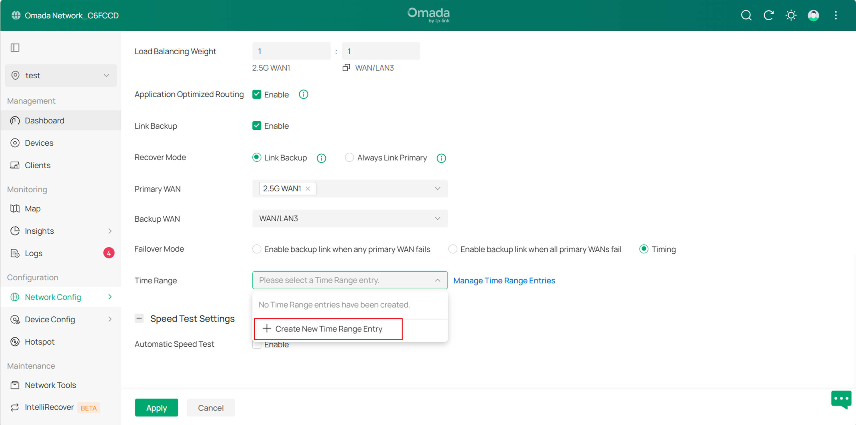 Location for creating time entries.