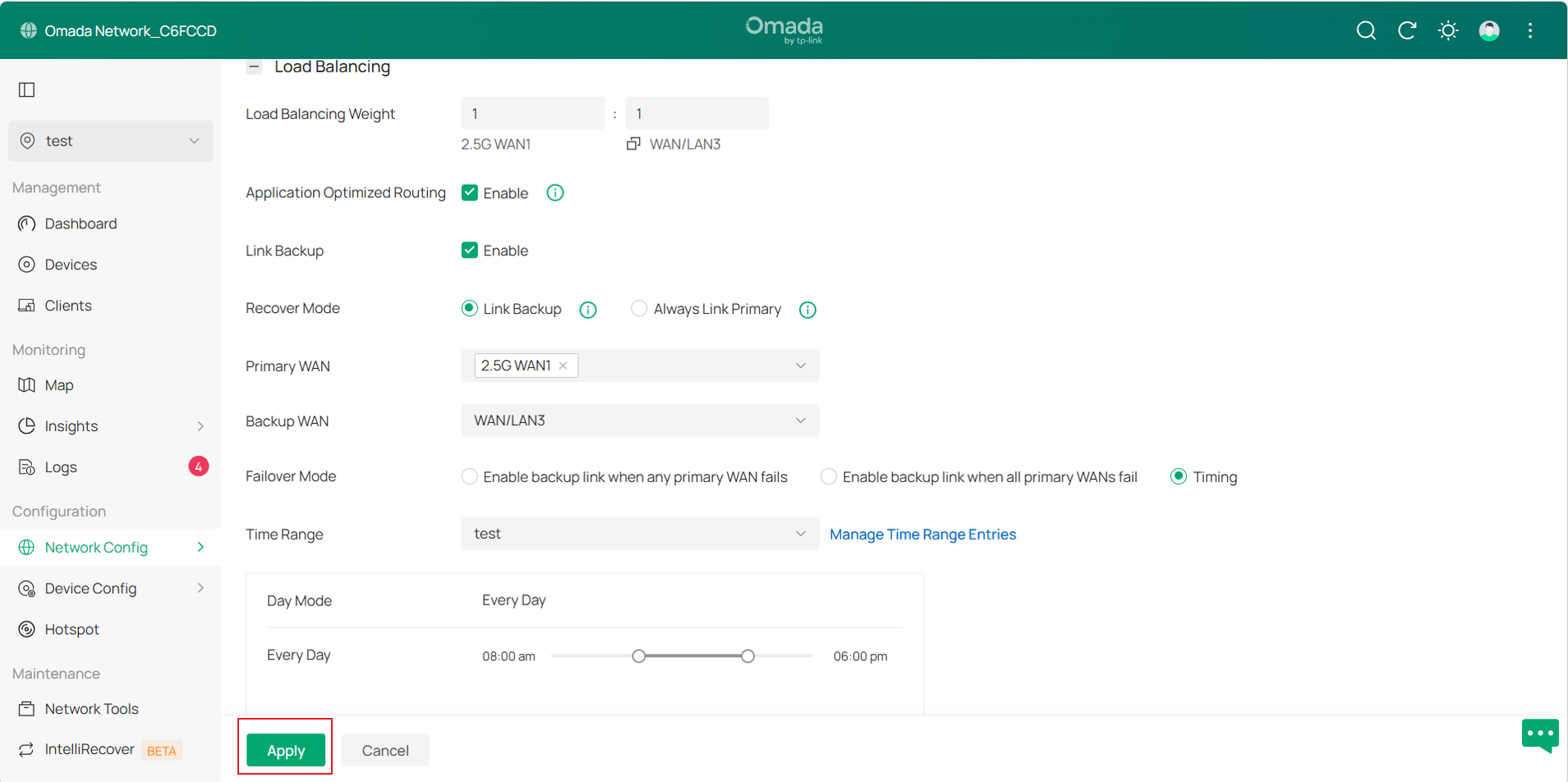 Show the location of the Apply button.