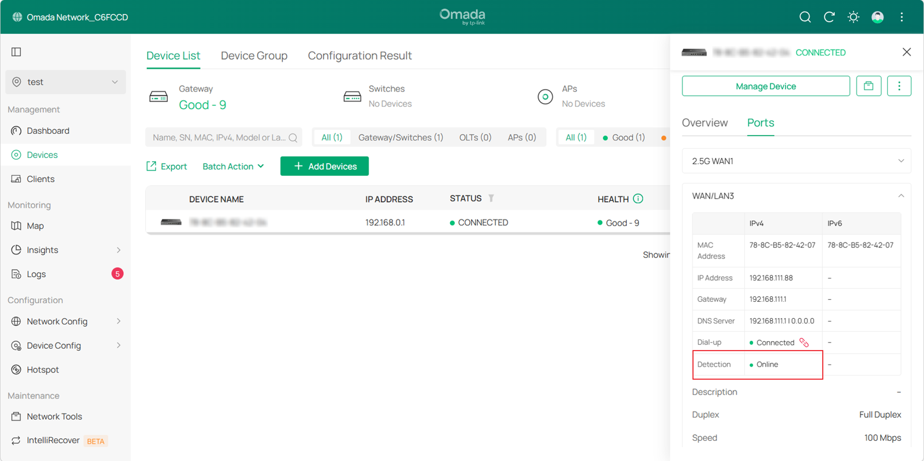 Show the location of the detection.