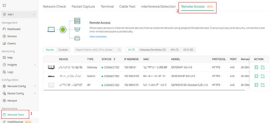 Show the page of Remote Access.