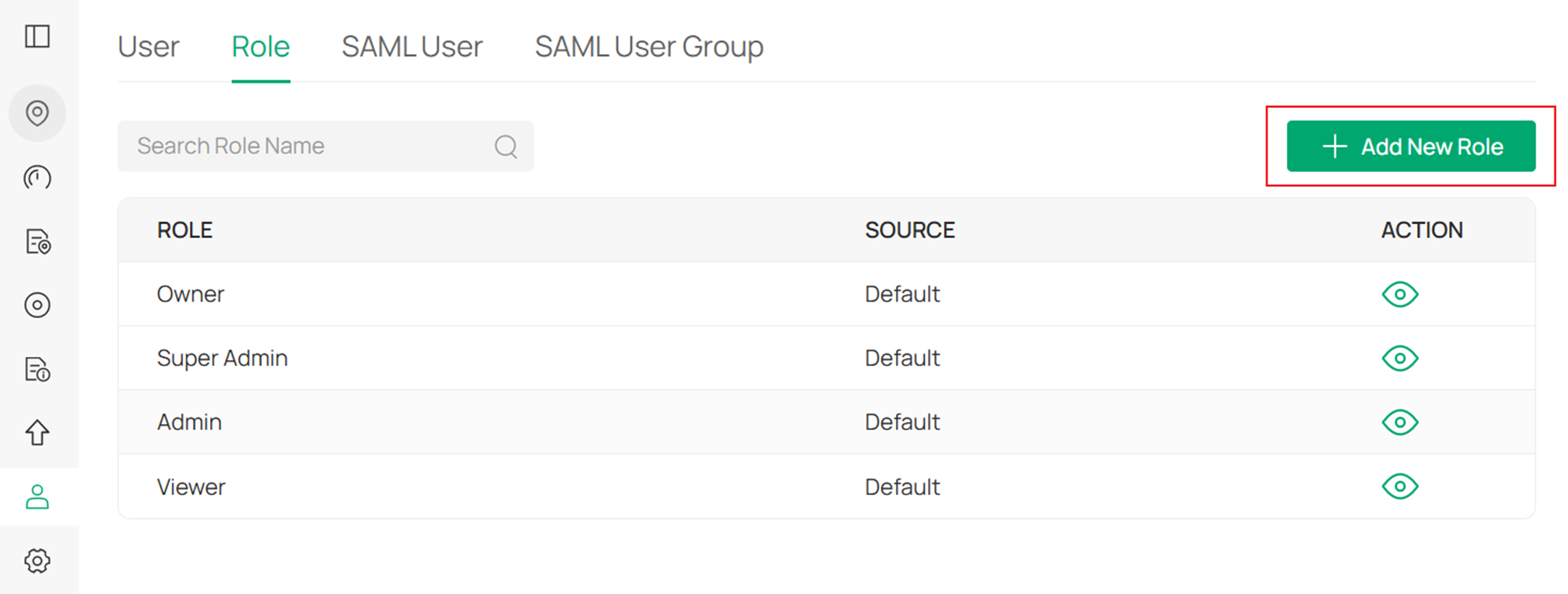 Show the currently existing roles and allows new roles to be created based on your requirements.  Cloud Account of Omada Controller