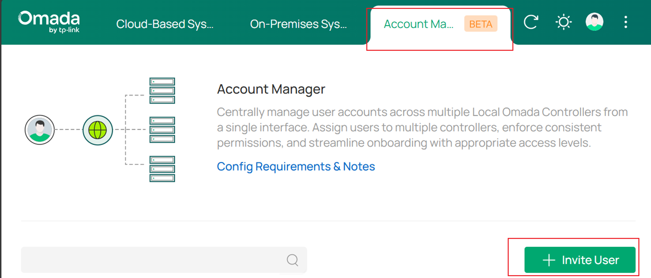 Show the location to add users in the cloud-based controller.