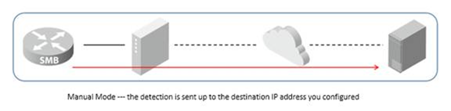 Illustration de l'envoi de paquets en mode manuel.