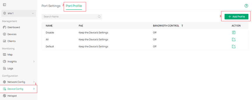 Show the position of switch profile.