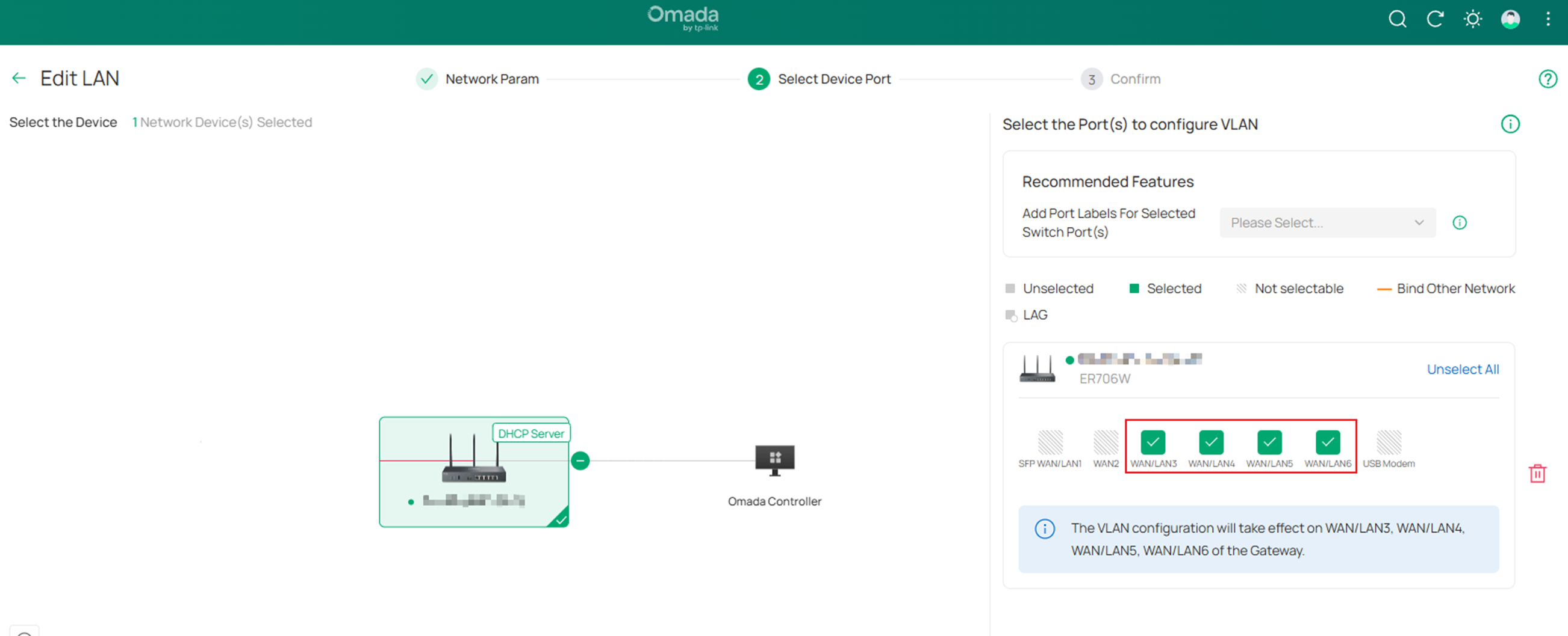 You can select the corresponding port to enable VLAN configuration on these ports.