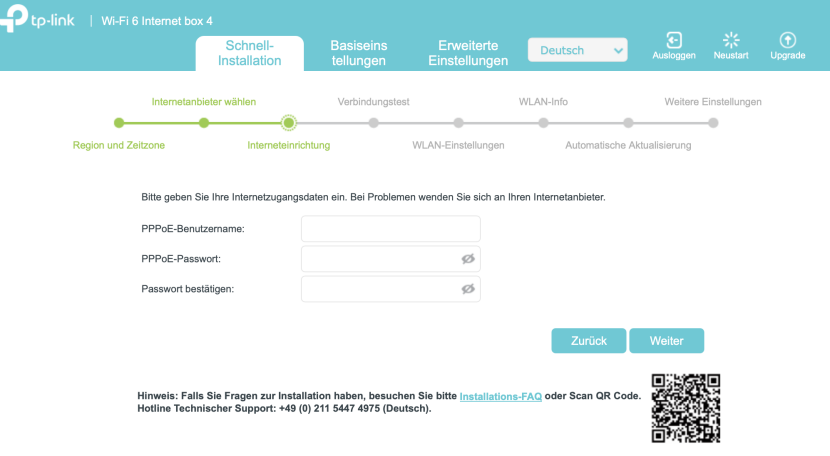 Schnittstelle für die Netzwerkkonfiguration