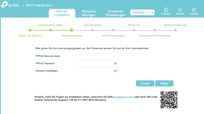 Schnittstelle für die Netzwerkkonfiguration