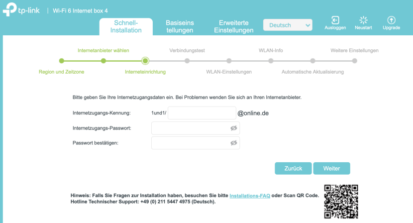Schnittstelle für die Netzwerkkonfiguration