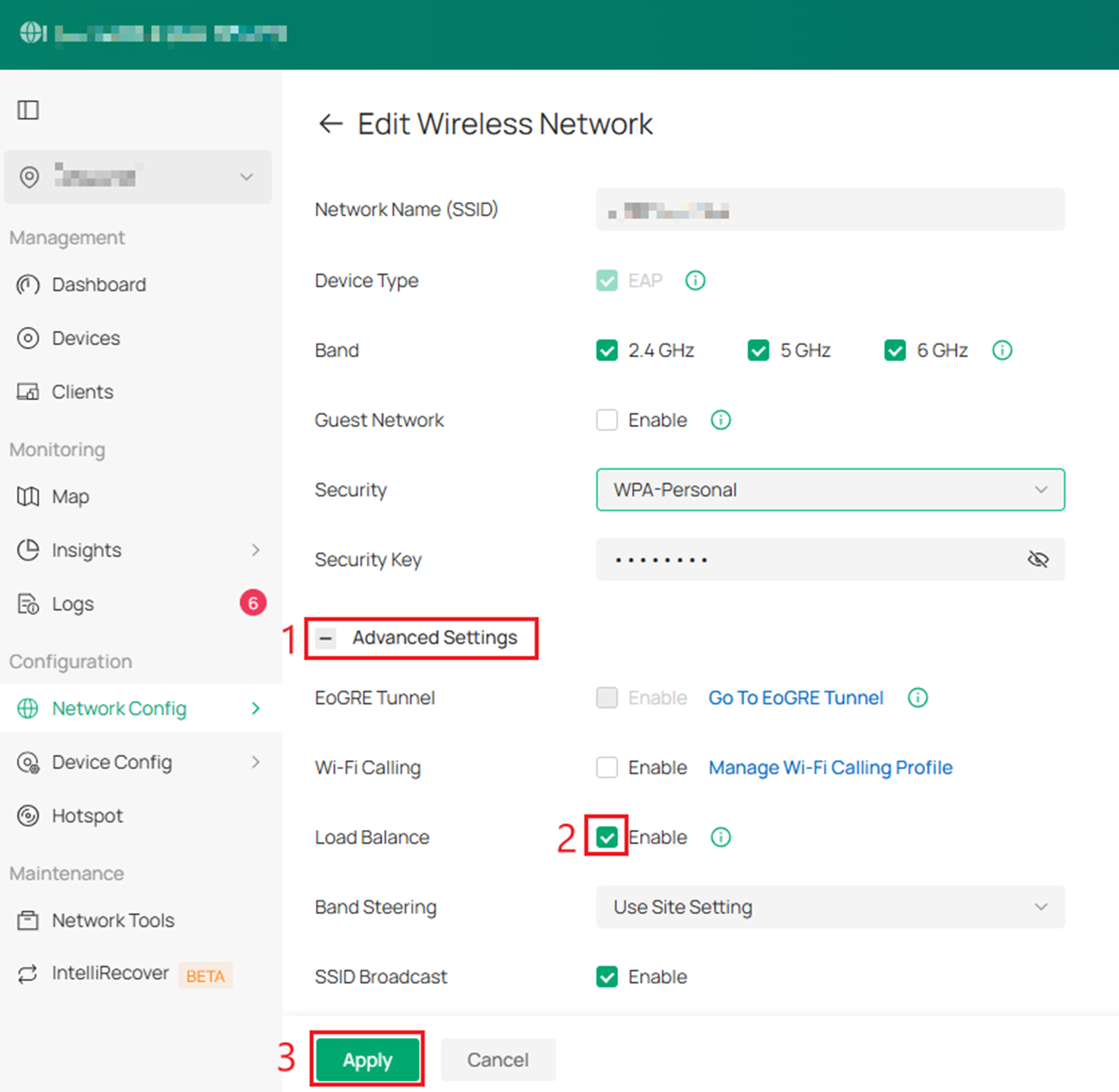 Finding, enabling and Applying Load Balance settings.
