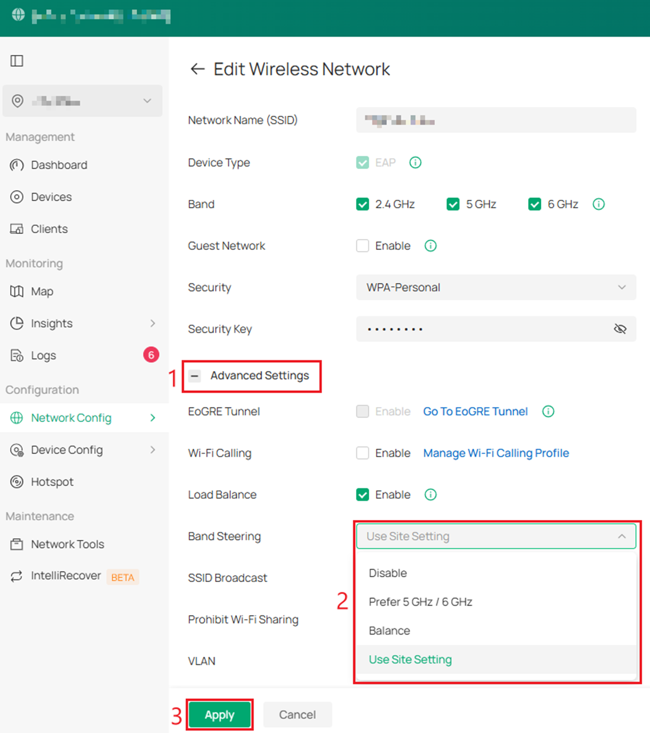 Band Steering location.