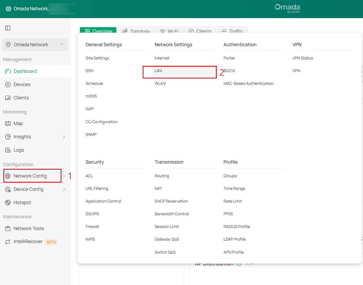 The location of LAN configuration page on the Controller Web UI.